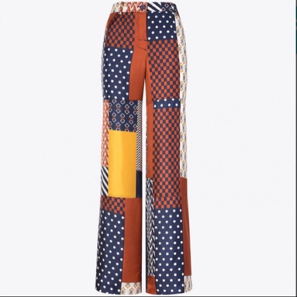 Tory Burch Pants - NWT Tory Burch 2 💯% Silk Geometric Patchwork Pant